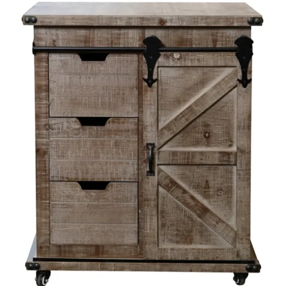 Rustic Natural Fir Wood Rolling Barn Door Cabinet-Kirkland's Home Fashion