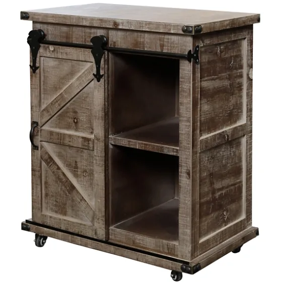 Rustic Natural Fir Wood Rolling Barn Door Cabinet-Kirkland's Home Fashion
