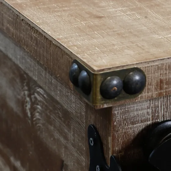 Rustic Natural Fir Wood Rolling Barn Door Cabinet-Kirkland's Home Fashion