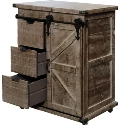 Rustic Natural Fir Wood Rolling Barn Door Cabinet-Kirkland's Home Fashion