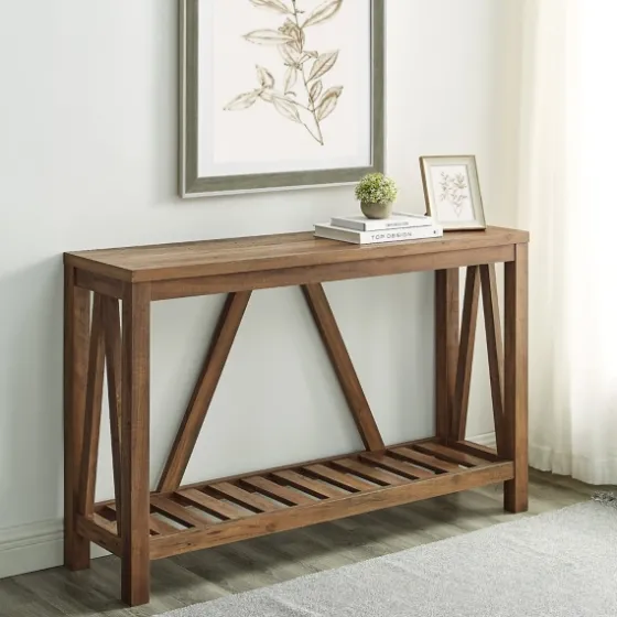 Rustic Oak A-Frame Console Table-Kirkland's Home Online