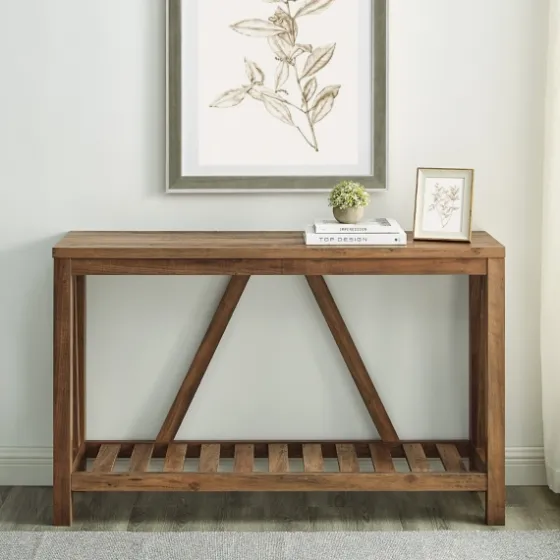 Rustic Oak A-Frame Console Table-Kirkland's Home Online