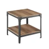 Rustic Oak Angle Iron Accent Tables, Set Of 2-Kirkland's Home Clearance
