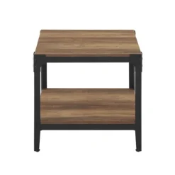 Rustic Oak Angle Iron Accent Tables, Set Of 2-Kirkland's Home Clearance