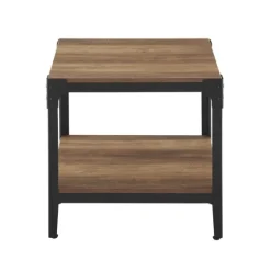 Rustic Oak Angle Iron Accent Tables, Set Of 2-Kirkland's Home Clearance