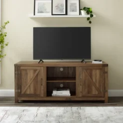 Rustic Oak Barn Doors Tv Stand-Kirkland's Home Hot