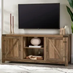 Rustic Oak Barn Doors Tv Stand-Kirkland's Home Hot