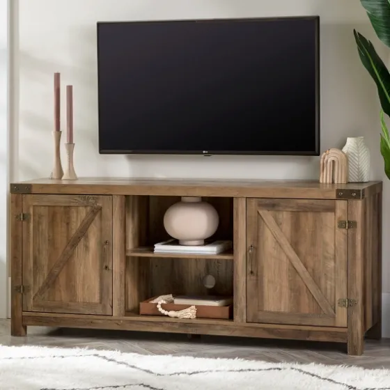 Rustic Oak Barn Doors Tv Stand-Kirkland's Home Hot