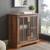 Rustic Oak Finish Window Pane Cabinet-Kirkland's Home New