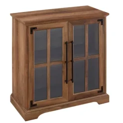 Rustic Oak Finish Window Pane Cabinet-Kirkland's Home New