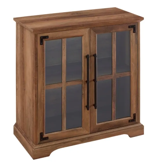 Rustic Oak Finish Window Pane Cabinet-Kirkland's Home New