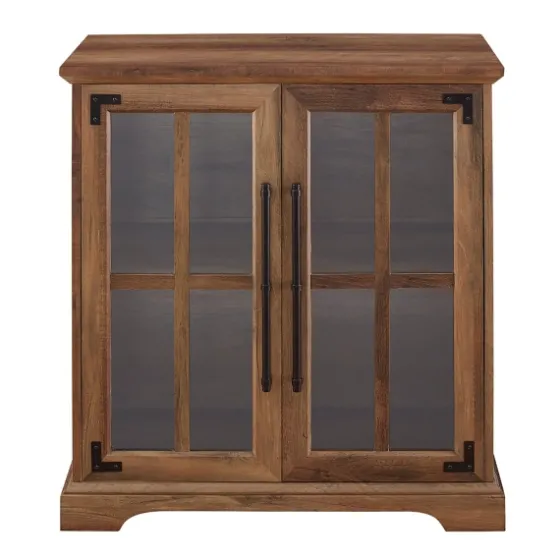 Rustic Oak Finish Window Pane Cabinet-Kirkland's Home New