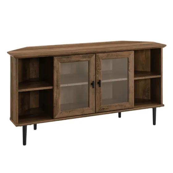 Rustic Oak Glass Door Corner Tv Stand-Kirkland's Home Store