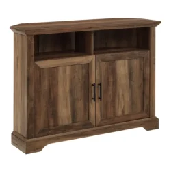 Rustic Oak Grooved Door Corner Tv Stand-Kirkland's Home Sale