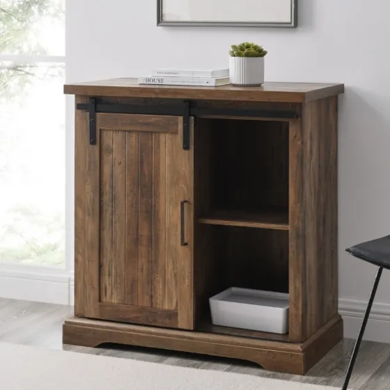 Rustic Oak Grooved Sliding Barn Door Cabinet-Kirkland's Home Cheap
