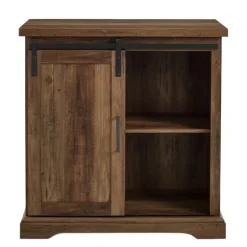 Rustic Oak Grooved Sliding Barn Door Cabinet-Kirkland's Home Cheap