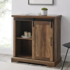 Rustic Oak Grooved Sliding Barn Door Cabinet-Kirkland's Home Cheap