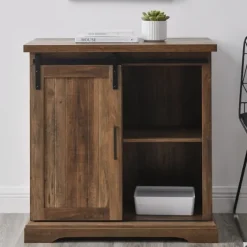Rustic Oak Grooved Sliding Barn Door Cabinet-Kirkland's Home Cheap