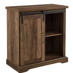 Rustic Oak Grooved Sliding Barn Door Cabinet-Kirkland's Home Cheap