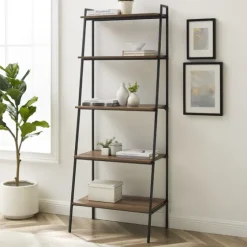 Rustic Oak Industrial Ladder Bookshelf-Kirkland's Home Online