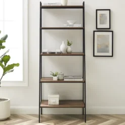 Rustic Oak Industrial Ladder Bookshelf-Kirkland's Home Online