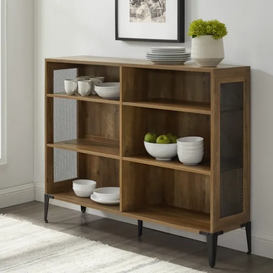 Rustic Oak Mesh Accent Bookshelf-Kirkland's Home Online