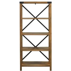 Rustic Oak Metal X Frame Back Bookshelf-Kirkland's Home New
