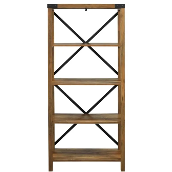 Rustic Oak Metal X Frame Back Bookshelf-Kirkland's Home New