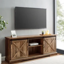 Rustic Oak Sliding Barn Door Tv Stand-Kirkland's Home Cheap