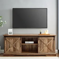 Rustic Oak Sliding Barn Door Tv Stand-Kirkland's Home Cheap