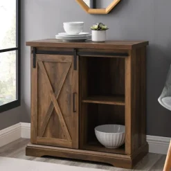 Rustic Oak Sliding Barn Door Cabinet-Kirkland's Home Outlet
