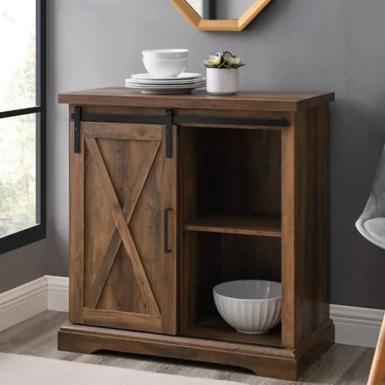 Rustic Oak Sliding Barn Door Cabinet-Kirkland's Home Outlet