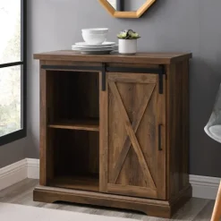 Rustic Oak Sliding Barn Door Cabinet-Kirkland's Home Outlet