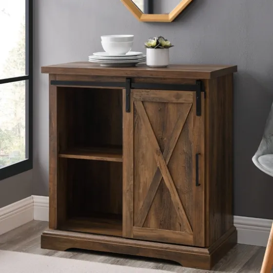 Rustic Oak Sliding Barn Door Cabinet-Kirkland's Home Outlet