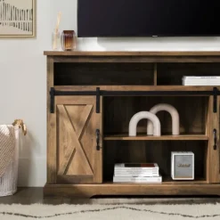 Rustic Oak Sliding Barn Door Highboy Tv Stand-Kirkland's Home Online
