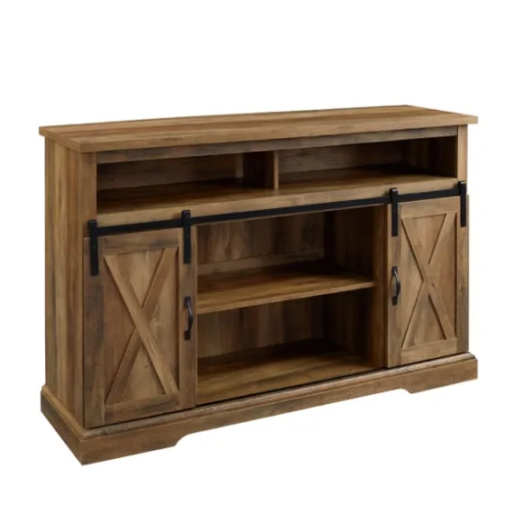 Rustic Oak Sliding Barn Door Highboy Tv Stand-Kirkland's Home Online