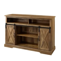 Rustic Oak Sliding Barn Door Highboy Tv Stand-Kirkland's Home Online