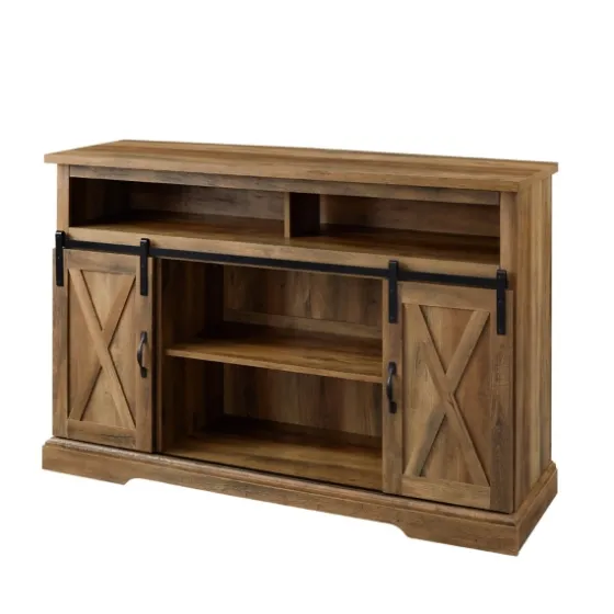 Rustic Oak Sliding Barn Door Highboy Tv Stand-Kirkland's Home Online
