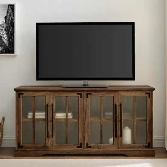 Rustic Oak Window 4-Door Tv Stand-Kirkland's Home Flash Sale