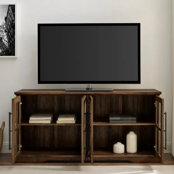 Rustic Oak Window 4-Door Tv Stand-Kirkland's Home Flash Sale