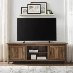 Rustic Oak Wood Grooved Door Tv Stand-Kirkland's Home Fashion