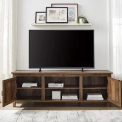 Rustic Oak Wood Grooved Door Tv Stand-Kirkland's Home Fashion