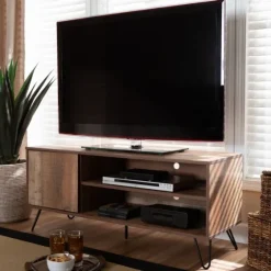 Rustic Oak Wood Tv Stand-Kirkland's Home Flash Sale