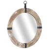 Rustic Round Wooden Mirror With Metal Brackets-Kirkland's Home Outlet