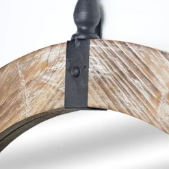 Rustic Round Wooden Mirror With Metal Brackets-Kirkland's Home Outlet