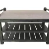 Rustic Slats Dark Acacia Wood Upholstered Bench-Kirkland's Home Best Sale