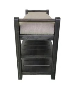 Rustic Slats Dark Acacia Wood Upholstered Bench-Kirkland's Home Best Sale