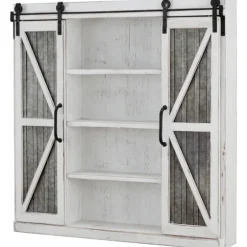 Rustic Sliding Metal Door Cabinet-Kirkland's Home Outlet