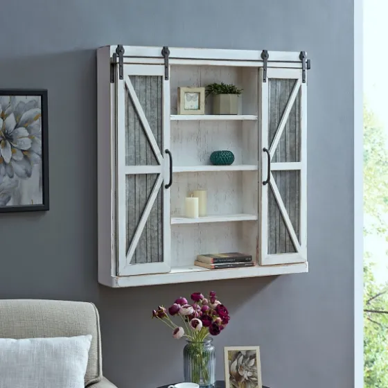 Rustic Sliding Metal Door Cabinet-Kirkland's Home Outlet