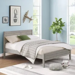 Rustic Smoke Wood Panel Full Bed Frame-Kirkland's Home Sale
